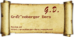 Grünsberger Ders névjegykártya